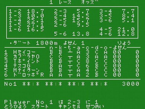 画像ギャラリー No.010のサムネイル画像 / 名作競馬ゲーム「MSXダービー(MSX版)」プロジェクトEGGで配信開始。3000円の資金を使って7レースの予想に挑戦