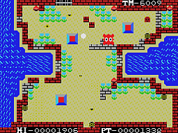 画像ギャラリー No.002のサムネイル画像 / ブロック崩しのように跳ね返るボールを使って火を消していく。アクションゲーム「アスレチックボール(MSX版)」,プロジェクトEGGで配信開始