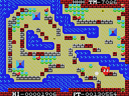 画像ギャラリー No.005のサムネイル画像 / ブロック崩しのように跳ね返るボールを使って火を消していく。アクションゲーム「アスレチックボール(MSX版)」,プロジェクトEGGで配信開始