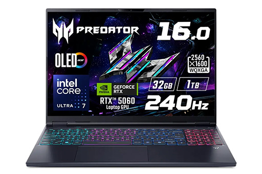 画像ギャラリー No.002のサムネイル画像 / 厚さ約19mmで約2.2kgのゲームノートPC「Predator Helios Neo 16S AI」に,安めのGeForce RTX 5070/5060搭載モデルが登場