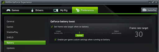 NVIDIAΡPCGeForce 800M꡼ȯɽץ쥤ΥХåƥ꡼ư֤ФBattery Boostפ