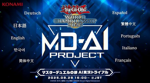 画像ギャラリー No.001のサムネイル画像 / 「Yu-Gi-Oh! World Championship 2025」マスターデュエルの部でAI実況トライアルを実施。1万2000枚超のカードデータをもとにリアルタイム解説