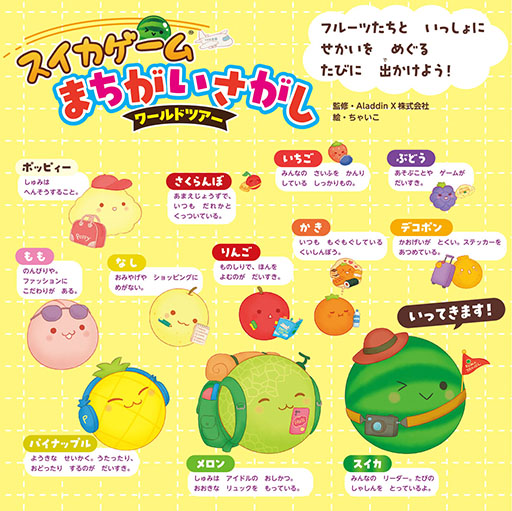 画像ギャラリー No.002のサムネイル画像 / まちがいさがし絵本「スイカゲーム まちがいさがし ワールドツアー」を発売。京都,ニューヨークなどを舞台にフルーツたちが11か国を旅する