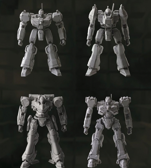 画像ギャラリー No.001のサムネイル画像 / 「アーマード・コア」シリーズの機体がプラモデルで登場。Vol.1は,クローム XCA-00 アンファング,ジオ・マトリクス ZCL-XA/2など4機体