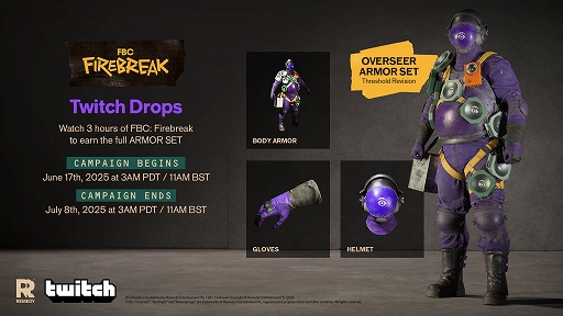 ���������꡼ No.002�Υ���ͥ������ / ��FBC: Firebreak�ס����ܤǤΥ�꡼�����֤�6��17��19��00�ˡ�������ƥ��å������ƥब��館��Twitch Drops���٥�Ȥγ��Ť�