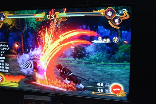 画像ギャラリー No.007のサムネイル画像 / 「鬼滅の刃 ヒノカミ血風譚2」試遊レポート。前作で培ったシリーズ独自の攻防はそのままに,キャラクターや技の増加でゴージャスな作りに