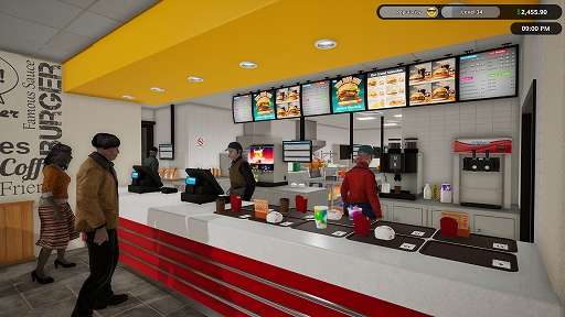 画像ギャラリー No.005のサムネイル画像 / バーガー屋経営協力ゲーム「Fast Food Simulator」,アップデートv0.4.0を配信。AIレジ係や店内をカスタマイズできるリノベーション機能が登場
