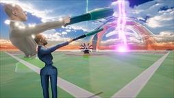 腕を振る、球を打つ