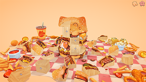 画像ギャラリー No.001のサムネイル画像 / 思わずお腹が減ってくるお料理ブロックパズル「UMAMI」,2025年後半にリリース。つられてやってきた動物を撫でられる