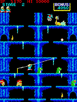 画像ギャラリー No.003のサムネイル画像 / アケアカ版「ロックンロープ」配信開始。ロープを使い最適なルートを見つけながら頂上を目指せ。1983年にKONAMIから発売されたACTゲーム