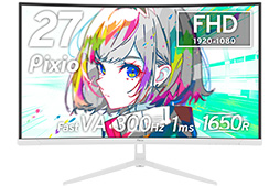 画像ギャラリー No.003のサムネイル画像 / 比較的安価な1440p/180Hz表示とフルHD/300Hz表示の27インチ湾曲VA液晶ディスプレイがPixioから発売に