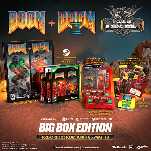画像ギャラリー No.001のサムネイル画像 / 「DOOM + DOOM II」コレクターズボックスの予約をLimited Run Gamesで受付中。サントラのカセットテープやトレカなど,物理パッケージらしい特典を付属